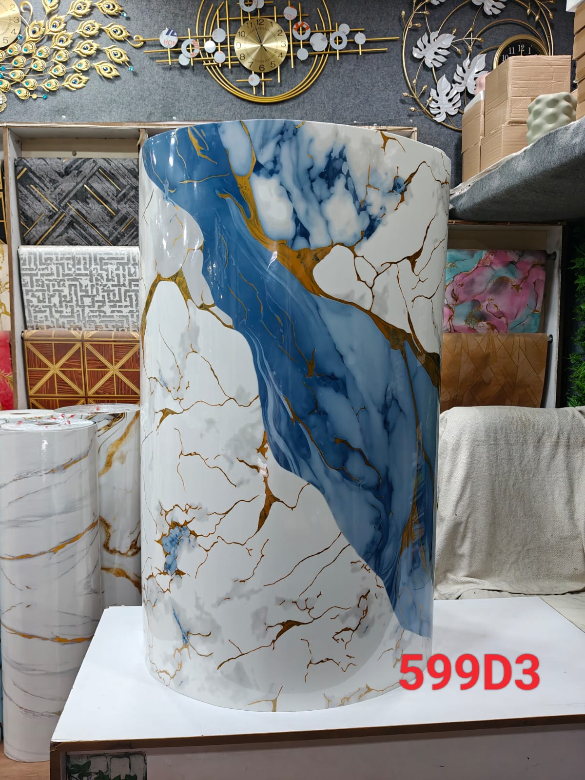 Luxury Blue & White UV Marble Sheet