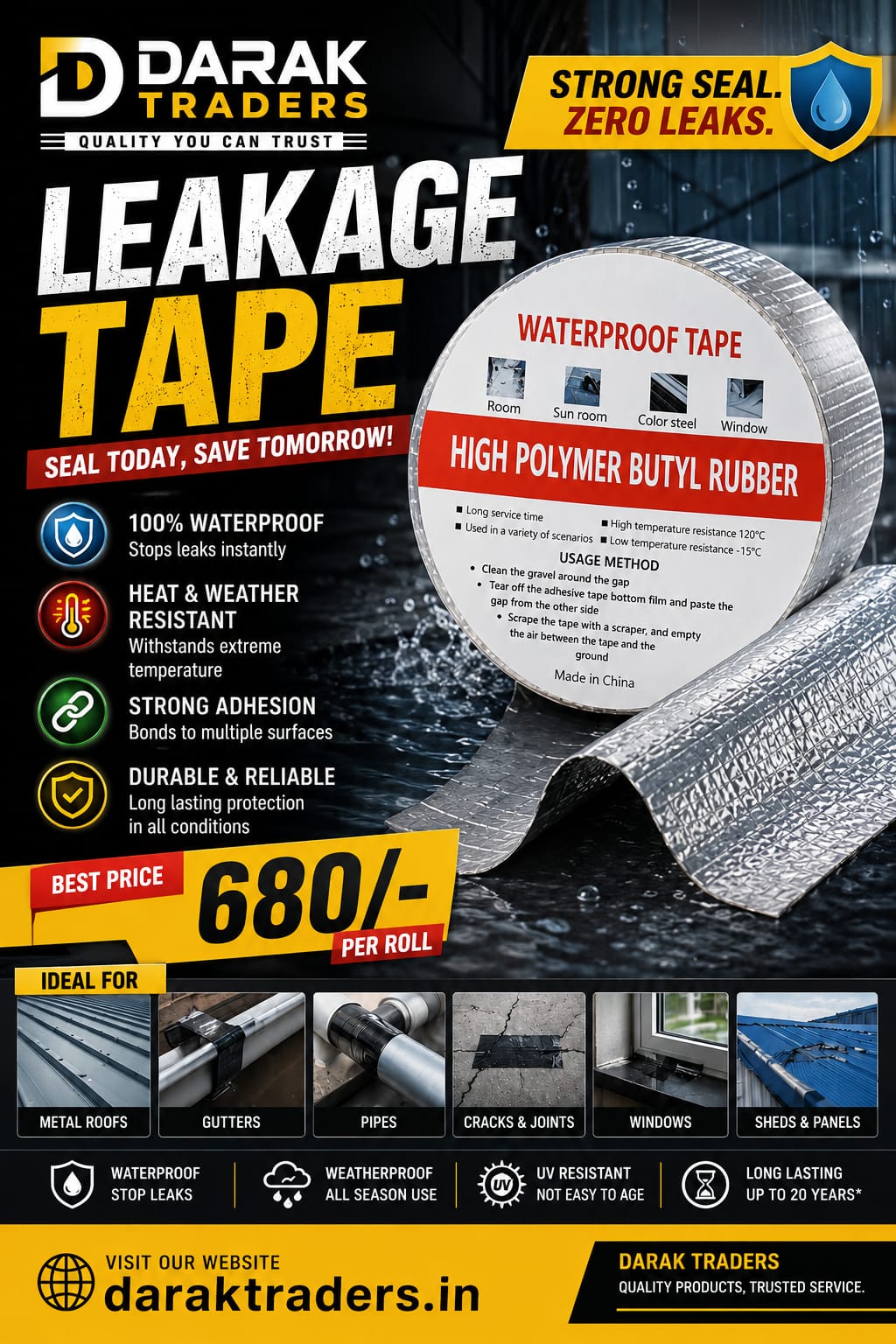 waterproof Silver Tape